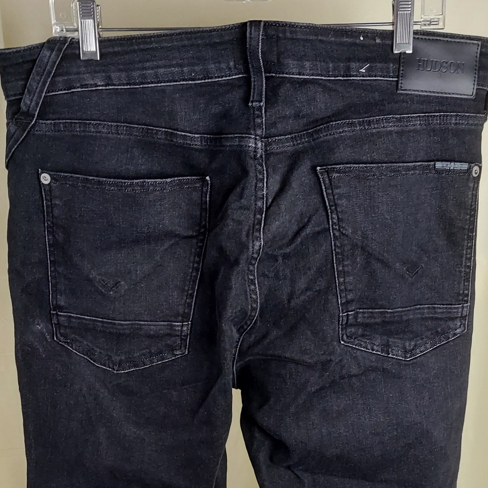 Men's 36" Hudson Sarto Relaxed Skinny Black Jeans With Stretch